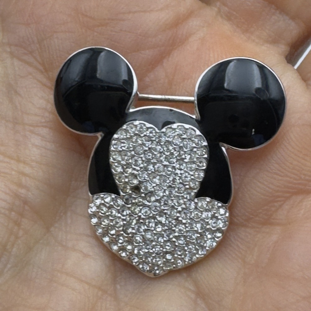 Swarovski Crystal Disney Mickey Mouse Ears Pin Pave Brooch Missing Stone